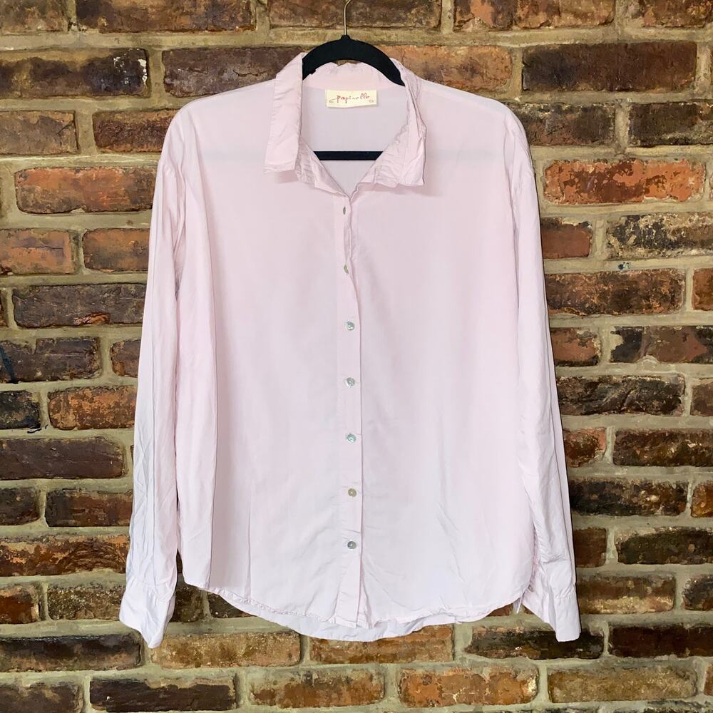 Papinelle Pink Long Sleeve Button Down Cotton Modal Pajama Top Womens Size Large